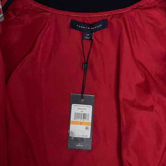 Tommy Hilfiger NWT Madras Plaid Varsity Jacket Size SP Red Blue Patchwork Cotton - Picture 6 of 11